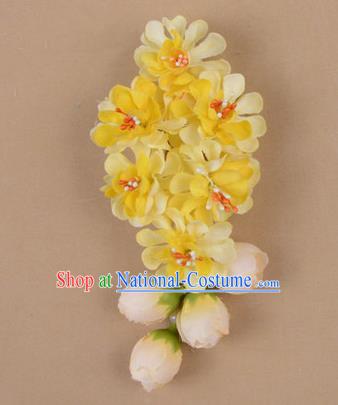 Chinese Ancient Peking Opera Yellow Wisteria Flowers Hair Accessories, Traditional Chinese Beijing Opera Props Head Ornaments Hua Tan Headwear Hairpins