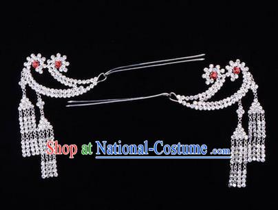 Chinese Ancient Peking Opera Hair Accessories Young Lady Headwear, Traditional Chinese Beijing Opera Head Ornaments Hua Tan Crystal Hairpins