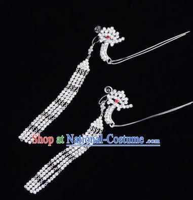 Chinese Ancient Peking Opera Hair Accessories Young Lady Headwear, Traditional Chinese Beijing Opera Head Ornaments Hua Tan Phoenix Crystal Hairpins