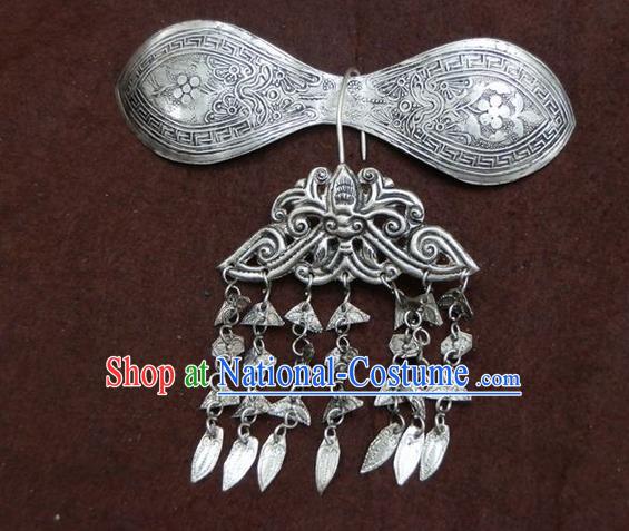 Traditional Chinese Ancient Classical Miao Silver Handmade Bride Wedding Hair Accessories Tassel Hairpin for Women