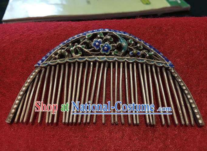 Traditional Handmade Chinese Ancient Classical Hair Jewellery Accessories Barrettes Blueing Hairpins, Princess Flat-square Hair Combs for Women