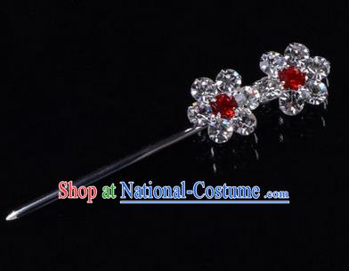 Chinese Ancient Peking Opera Hair Accessories Young Lady Headwear, Traditional Chinese Beijing Opera Head Ornaments Hua Tan Crystal Wintersweet Hairpins