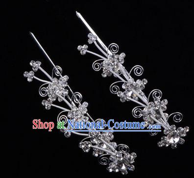 Chinese Ancient Peking Opera Hair Accessories Young Lady Diva Butterfly Head Ornaments, Traditional Chinese Beijing Opera Hua Tan White Crystal Hairpins