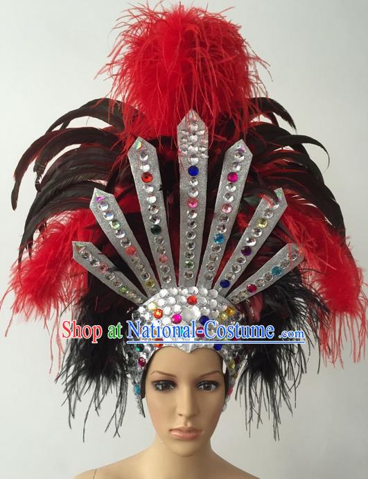 Top Grade Professional Stage Show Halloween Parade Feather Extravagant Brazilian Rio Carnival Parade Samba Dance Hair Accessories Headpiece for Women