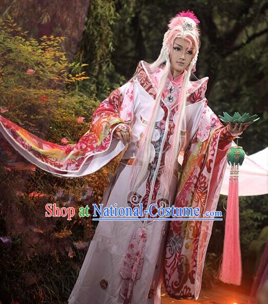 Top Grade Traditional China Ancient Cosplay Swordswoman Costumes, China Ancient Fairy Dress Hanfu Wide Sleeve Clothing for Women