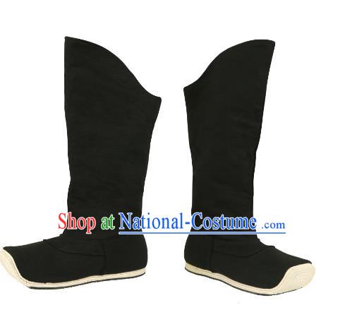 Chinese Ancient Peking Opera Officer Boots, Traditional Chinese Ancient Ming Dynasty Hanfu Cloth Shoes Boots for Men