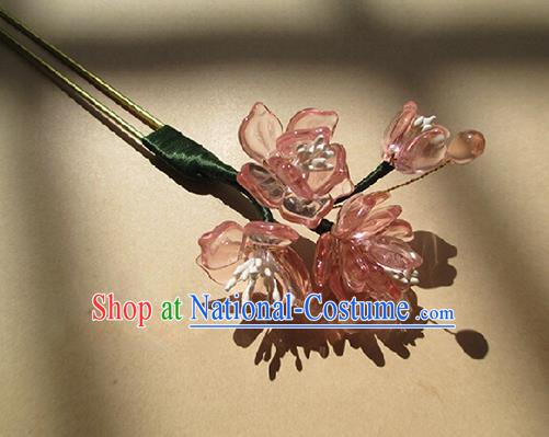 Chinese Ancient Handmade Jewelry Accessories Pink Flowers Hairpins, Traditional Chinese Ancient Hanfu Hair Clasp Headwear for Women