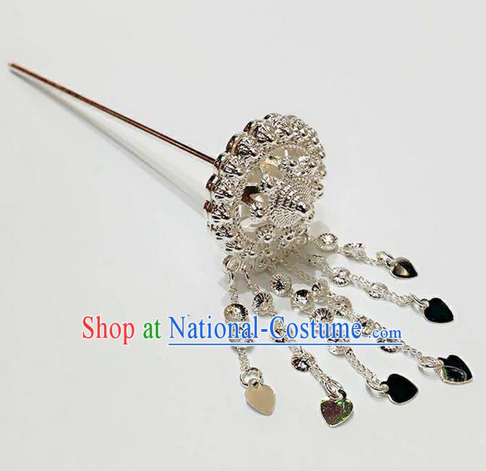 Traditional Thailand Ancient Handmade Hair Accessories Headpiece, Traditional Thai China Dai Nationality Tassel Hairpins Hair Sticks for Women