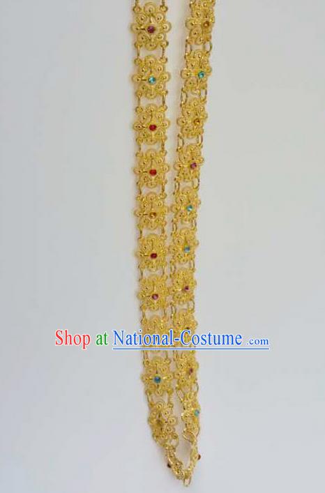 Traditional Thailand Ancient Handmade Jewelry Accessories Necklace, Traditional Thai China Dai Nationality Colorful Crystal Shoulder Chain for Women