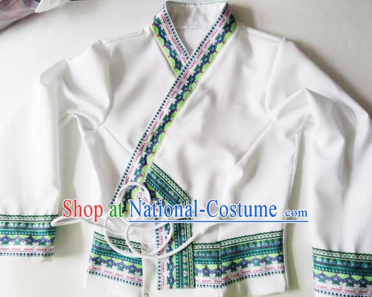 Traditional Thailand Ancient Handmade Female Costumes Upper Outer Garment, Traditional Thai Clothing China Dai Nationality White Blouse for Women