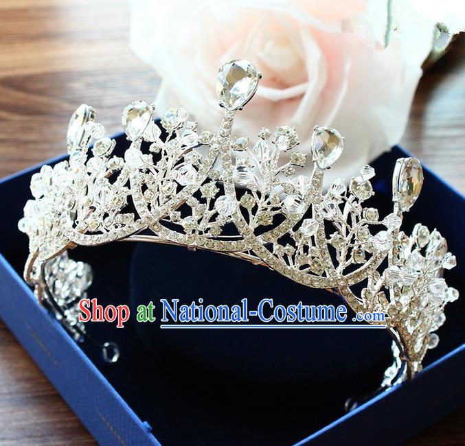 Top Grade Handmade Wedding Bride Hair Accessories Luxury Crown, Traditional Baroque Princess Crystal Royal Crown Wedding Headpiece for Women