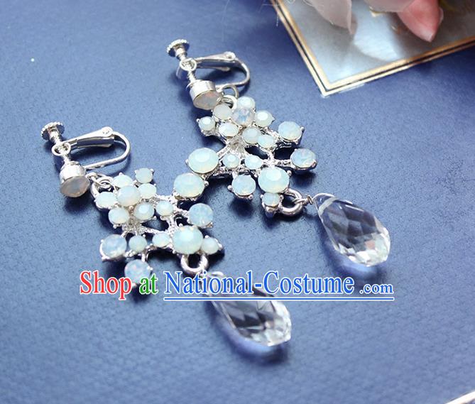 Top Grade Handmade Wedding Bride Accessories Blue Crystal Earrings, Traditional Princess Baroque Wedding Eardrop for Women