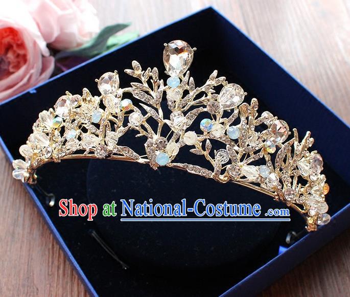 Top Grade Handmade Wedding Bride Hair Accessories Luxury Queen Crystal Crown, Traditional Baroque Princess Royal Crown Wedding Headwear for Women