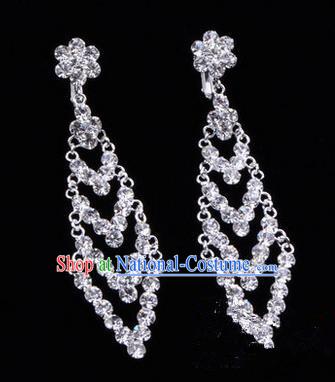 Chinese Ancient Peking Opera Head Accessories Young Lady Diva Crystal Earrings, Traditional Chinese Beijing Opera Hua Tan Eardrop