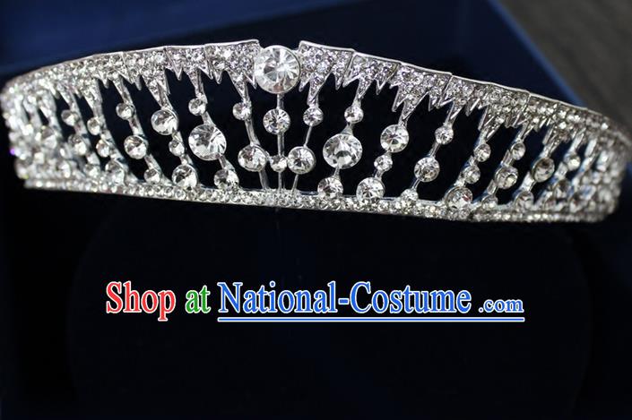 Top Grade Handmade Wedding Bride Hair Accessories Luxury CZ Diamond Crown, Traditional Baroque Princess Crystal Royal Crown Wedding Headwear for Women