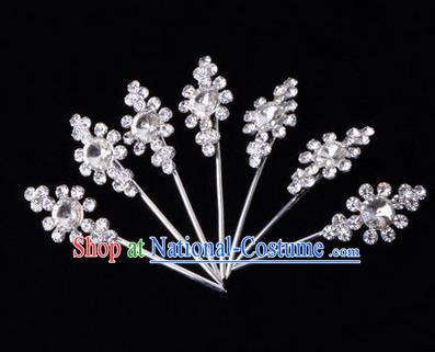 Chinese Ancient Peking Opera Head Accessories Diva White Crystal Hairpins, Traditional Chinese Beijing Opera Princess Hua Tan Hair Clasp Head-ornaments