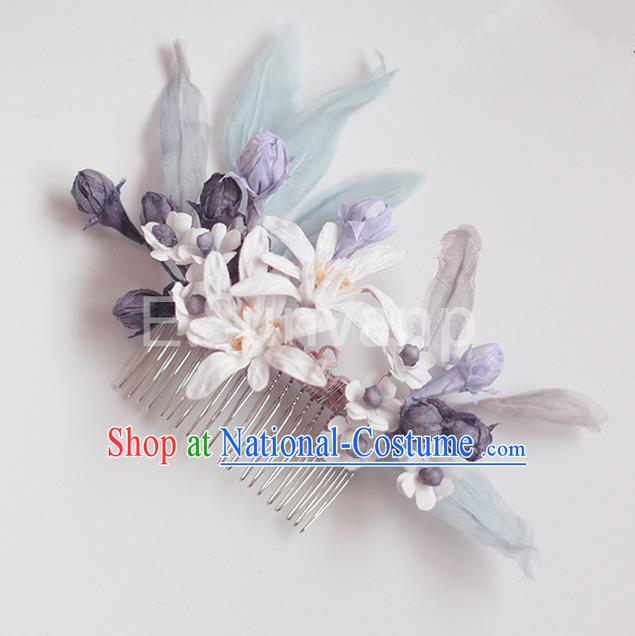 Top Grade Handmade Wedding Bride Hair Accessories Headwear Silk Flower Hair Combs, Traditional Princess Baroque Headpiece for Women