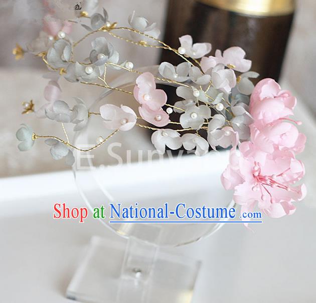 Top Grade Handmade Wedding Bride Hair Accessories Pink Flower Hair Stick, Traditional Princess Baroque Hair Clips Headpiece for Women