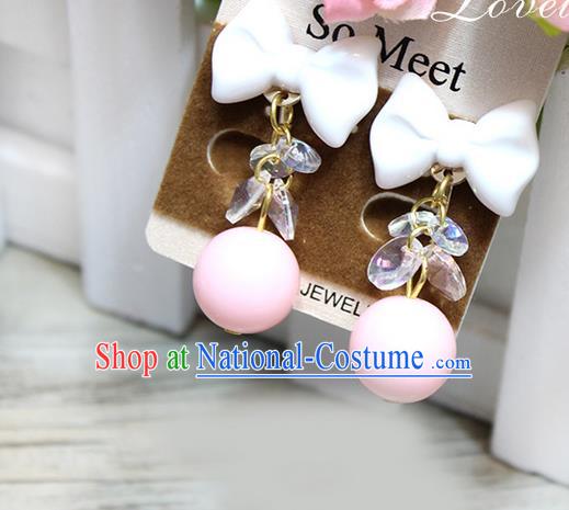 Top Grade Handmade China Wedding Bride Accessories Pink Bead Earrings, Traditional Princess Wedding Earbob Jewelry for Women