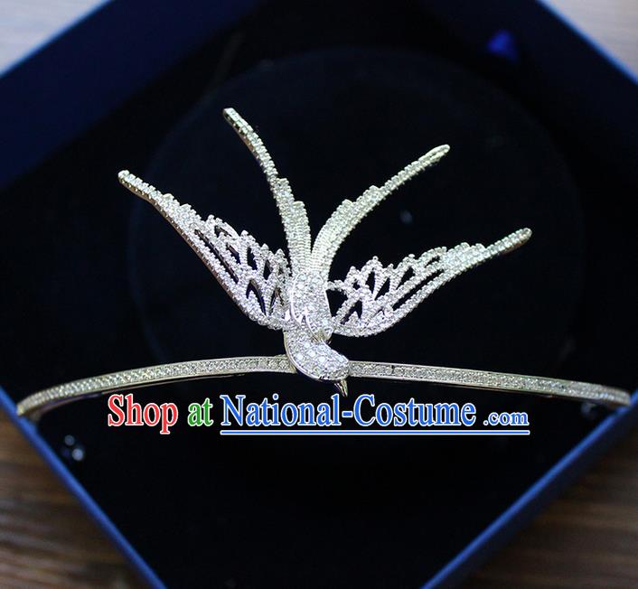 Top Grade Handmade Wedding Hair Accessories Bride Luxury Zircon Pigeon Crown, Traditional Baroque Crystal Queen Royal Crown Wedding Headwear for Women