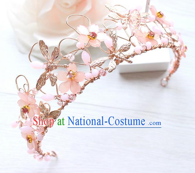 Top Grade Handmade Wedding Hair Accessories Bride Luxury Pink Crystal Crown, Traditional Baroque Queen Royal Crown Wedding Headwear for Women