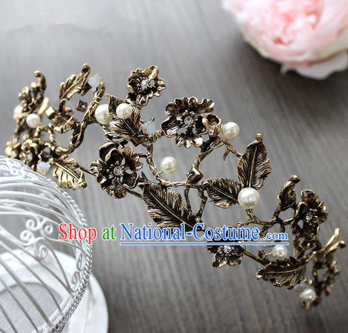 Top Grade Handmade Wedding Hair Accessories Bride Vintage Black Crown, Traditional Gothic Princess Crystal Royal Crown Wedding Headwear for Women