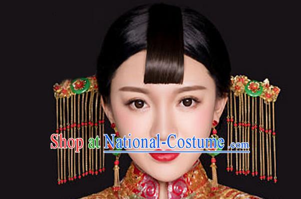 Top Grade Chinese Handmade Wedding Hair Accessories Hair Comb, Traditional China Xiuhe Suit Bride Step Shake Tassel Hairpins Headdress for Women