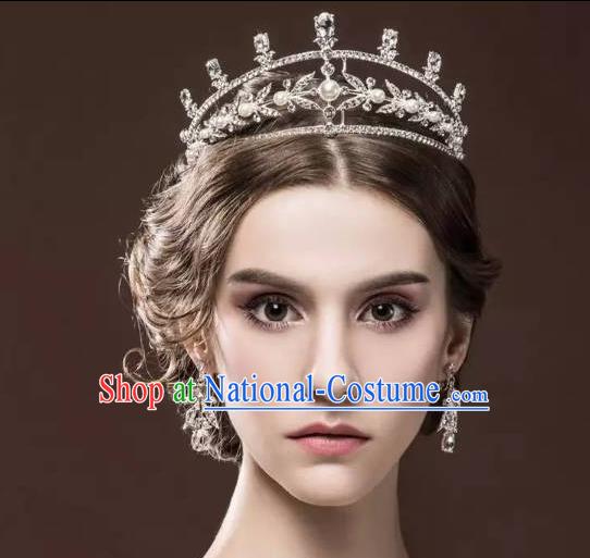 Top Grade Handmade Wedding Hair Accessories Bride Vintage Crystal Crown, Traditional Baroque Princess Royal Crown Wedding Headwear for Women