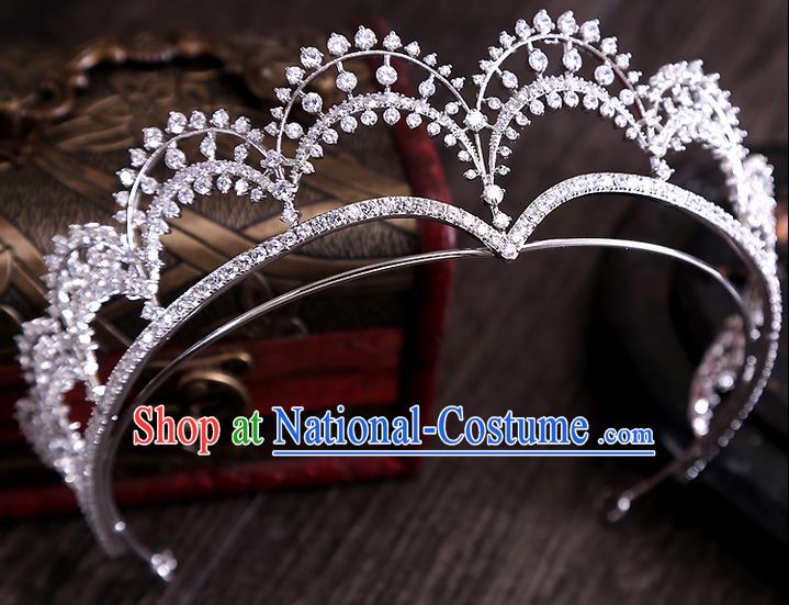 Top Grade Handmade Wedding Hair Accessories Bride Princess Zircon Crown, Traditional Baroque Queen Retro Crystal Royal Crown Wedding Headwear for Women