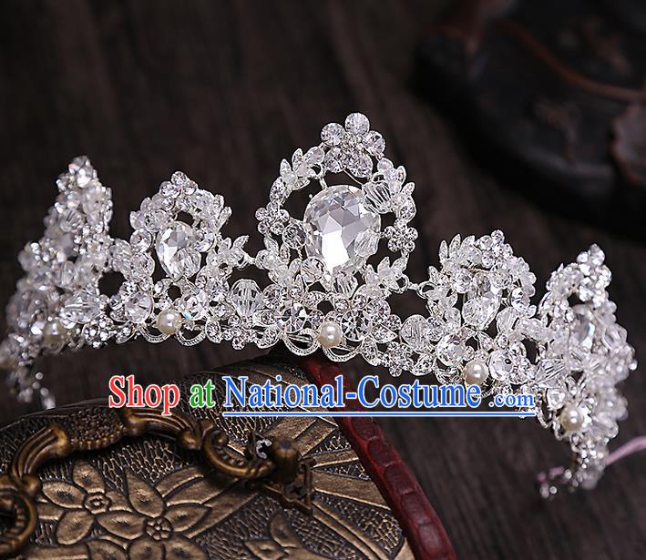 Top Grade Handmade Wedding Hair Accessories Bride Vintage Crystal Crown, Traditional Baroque Princess Zircon Royal Crown Wedding Headwear for Women