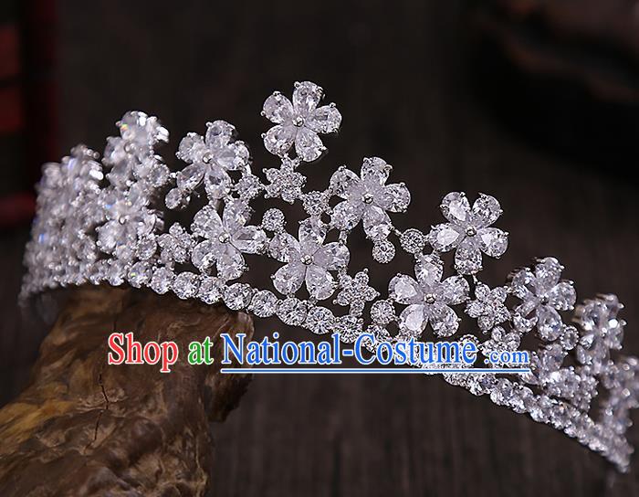 Top Grade Handmade Wedding Hair Accessories Bride Crystal Flowers Crown, Traditional Baroque Princess Zircon Royal Crown Wedding Headwear for Women