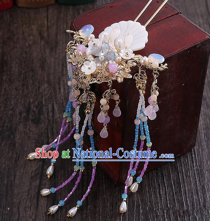 Top Grade Chinese Handmade Wedding Hair Accessories Hairpins, Traditional China Xiuhe Suit Bride Tassel Step Shake Headdress for Women