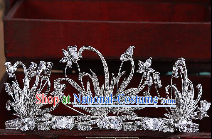 Top Grade Handmade Wedding Hair Accessories Bride Princess Zircon Imperial Crown, Traditional Baroque Diamante Royal Crown Wedding Headwear for Women