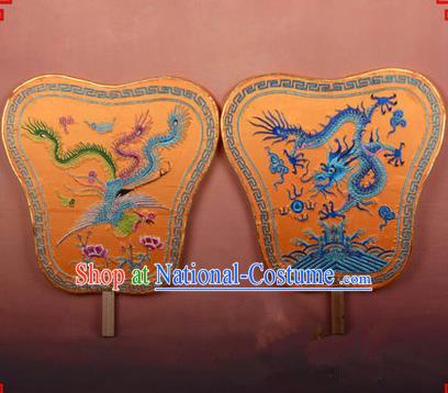 Traditional Chinese Ancient Peking Opera Accessories Dragon and Phoenix Fan, Traditional Chinese Beijing Opera Young Men Fans