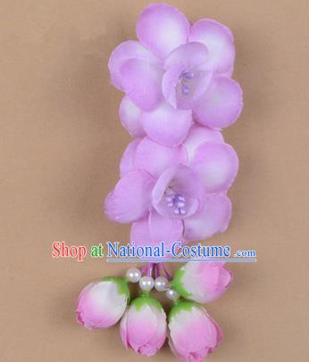 Chinese Ancient Peking Opera Hair Accessories Diva Temple Lilac Flowers Hairpins, Traditional Chinese Beijing Opera Princess Hua Tan Hair Clasp Head-ornaments