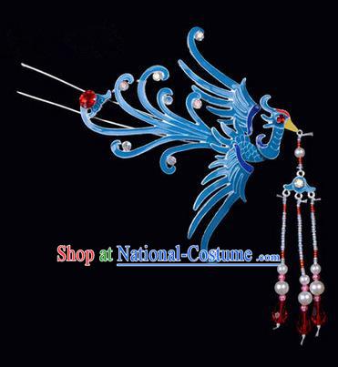 Top Grade Chinese Ancient Peking Opera Hair Accessories Diva Hairpins Phoenix Tassel Step Shake, Traditional Chinese Beijing Opera Hua Tan Hair Clasp Head-ornaments