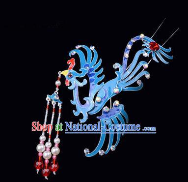 Top Grade Chinese Ancient Peking Opera Hair Accessories Diva Phoenix Hairpins Tassel Step Shake, Traditional Chinese Beijing Opera Hua Tan Hair Clasp Head-ornaments