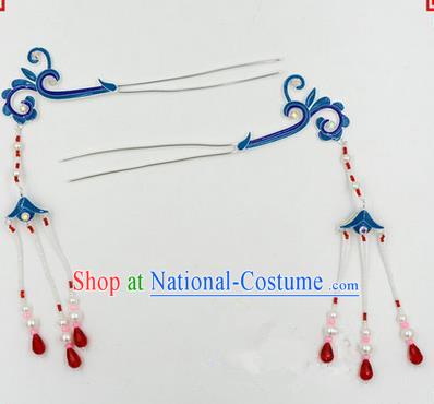 Top Grade Chinese Ancient Peking Opera Hair Accessories Diva Pair Hairpins Step Shake, Traditional Chinese Beijing Opera Hua Tan Hair Clasp Head-ornaments