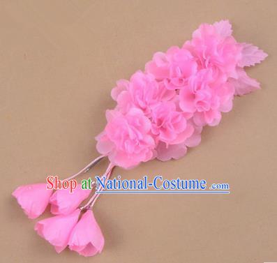 Top Grade Chinese Ancient Peking Opera Hair Accessories Diva Crystal Temple Pink Jasmine Flowers Hairpins, Traditional Chinese Beijing Opera Hua Tan Hair Clasp Head-ornaments