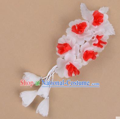 Top Grade Chinese Ancient Peking Opera Hair Accessories Diva Crystal Temple White Jasmine Flowers Hairpins, Traditional Chinese Beijing Opera Hua Tan Hair Clasp Head-ornaments