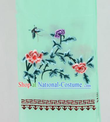 Top Grade Chinese Ancient Peking Opera Accessories Diva Embroidered Belts, Traditional Chinese Beijing Opera Hua Tan Green Waist Towel