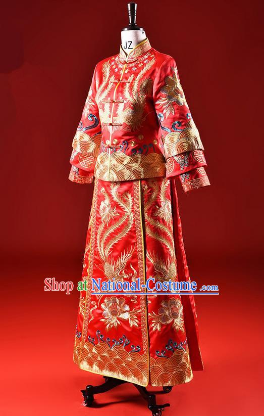 Traditional Chinese Wedding Costumes Traditional Xiuhe Suits Wedding Bride Dress Ancient Chinese bridal hair Accessory Headwear