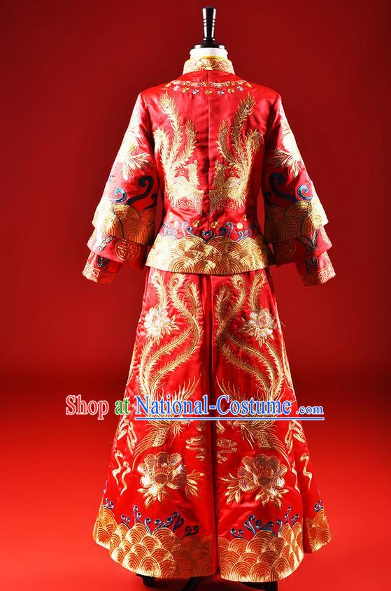 Traditional Chinese Wedding Costumes Traditional Xiuhe Suits Wedding Bride Dress Ancient Chinese bridal hair Accessory Headwear