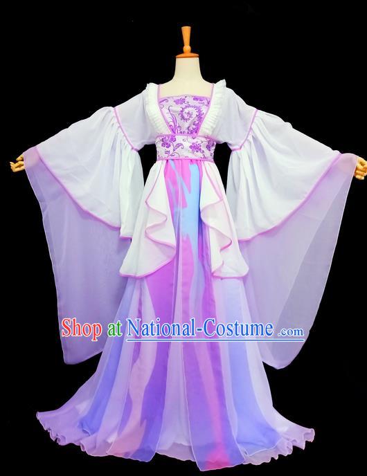 Traditional Chinese Tang Dynasty Imperial Princess Costume, Elegant Hanfu Clothing, Chinese Ancient Young Lady Purple Dress for Women