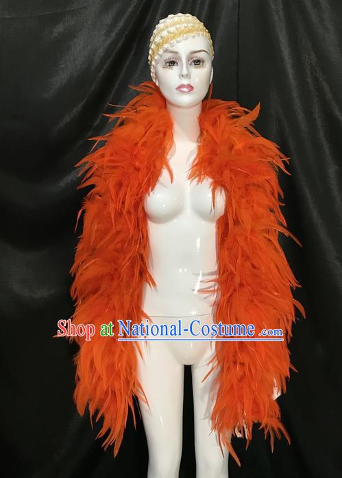 Traditional Brazilian Carnival Costumes Scarf Professional Samba Dance Dress Custom-made Customized Ostrich Feather Rio Carnival Scarf