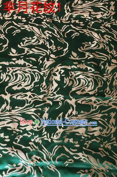 Traditional Asian Chinese Handmade Embroidery Silk Satin Tang Suit Green Fabric, Nanjing Brocade Ancient Costume Hanfu Cheongsam Cloth Material