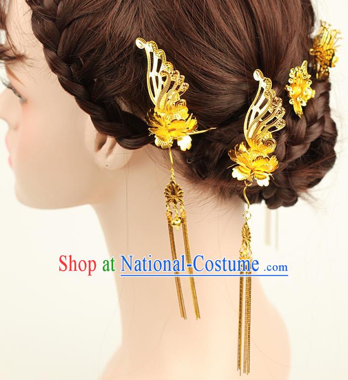 Chinese Ancient Style Hair Jewelry Accessories Hairpins xiuhe Suit Headwear Headdress Hair Fascinators for Women