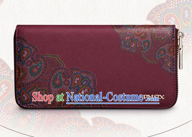 Traditional Handmade Asian Chinese Element Embroidery Wallet National Handbag Red Purse for Women