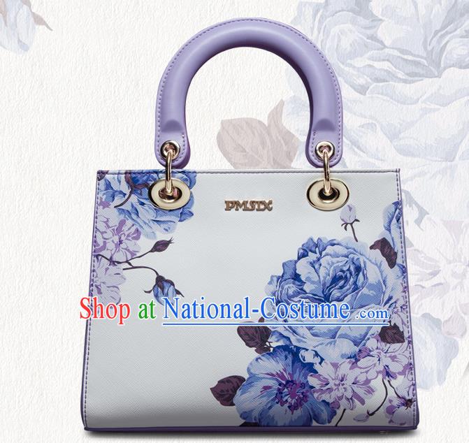 Traditional Handmade Asian Chinese Element Painting Peony Square Clutch Bags National White Handbag for Women