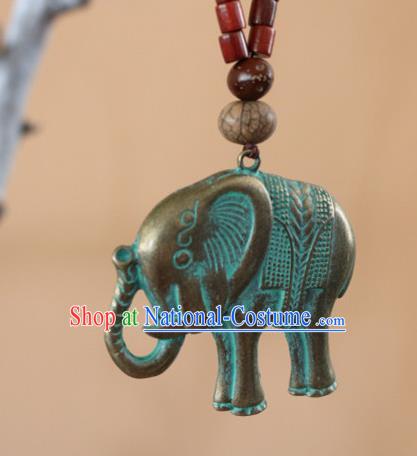 Traditional Handmade Chinese National Miao Nationality Embroidery Tassel Elephant Necklace for Women